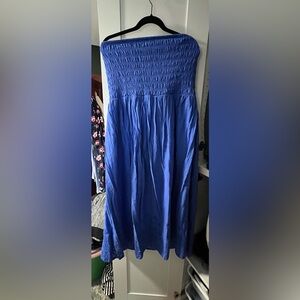 Old Navy Royal Blue Smocked Strapless Maxi Dress